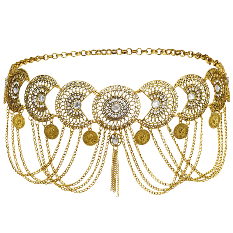 Módne retro mince strapce pás retiazka tanec ležérne populárne európske a americké telo retiazka pás šperky veľkoobchod priamy predaj