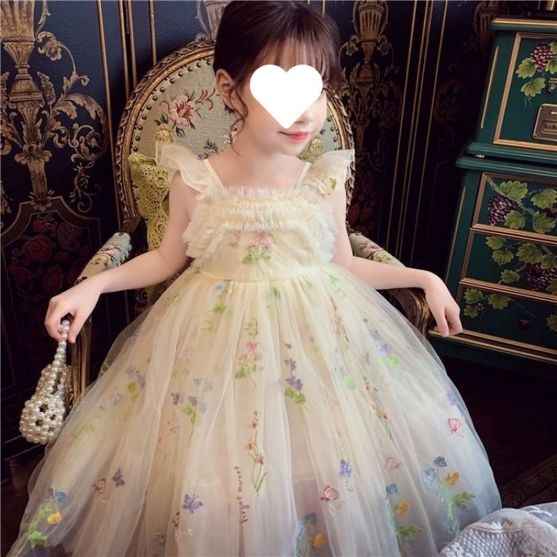 Rochie de vară pentru fete, rochie de printesa cu imprimeu floral, frumoasă, cu bretele, stil nou, 2025