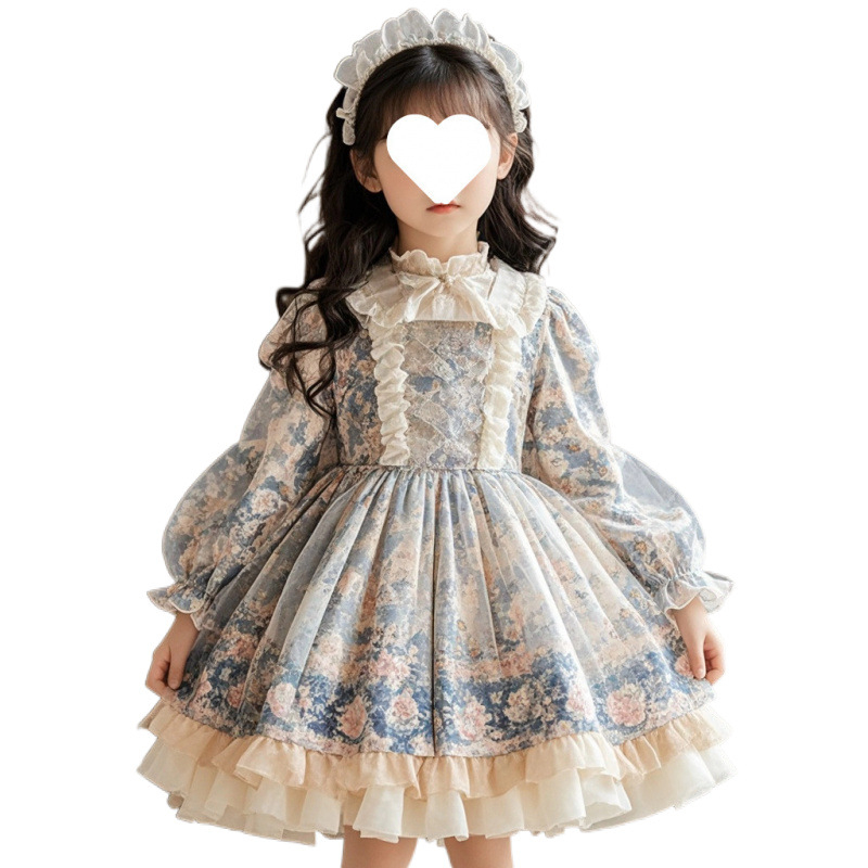 Rochie de vară pentru fete, rochie de printesa cu imprimeu floral, frumoasă, cu bretele, stil nou, 2025