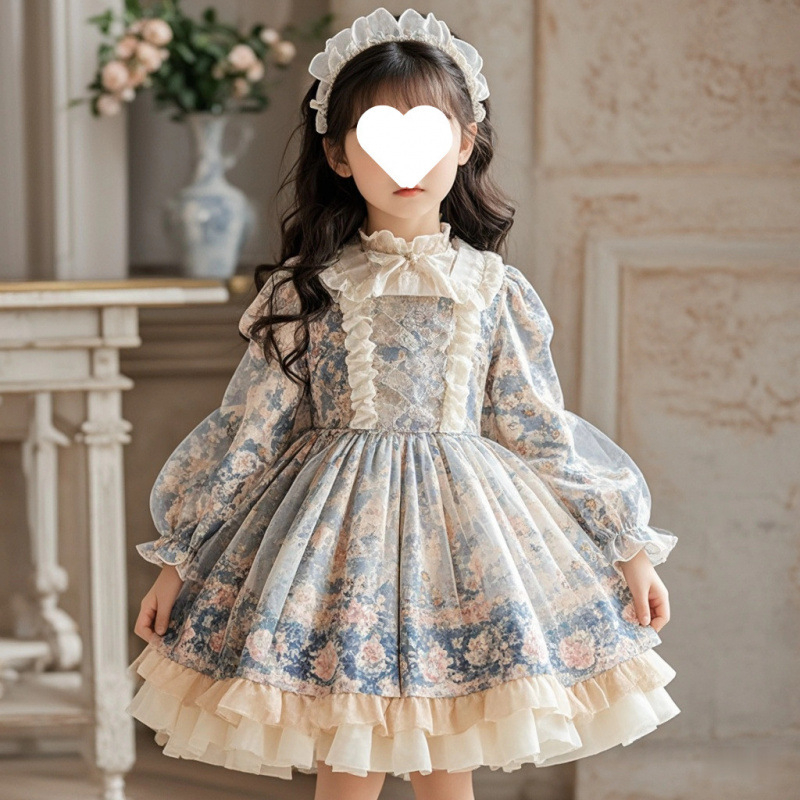 Rochie de vară pentru fete, rochie de printesa cu imprimeu floral, frumoasă, cu bretele, stil nou, 2025