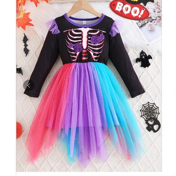 Ευρωπαϊκή και αμερικανική άνοιξη & φθινόπωρο 2025 Sweet Girls Halloween κολοκύθας με μακριά μανίκια, απλή και δυτικού στιλ φούστα