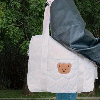 Szerethető Medvés Múmia Kézitáska Többfunkciós Baba Autós Tárolótáska Cumisüveg Pelenkákhoz és Ruhákhoz