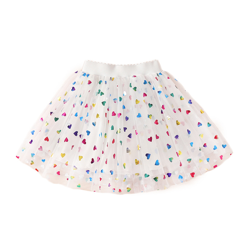 „Four Seasons“ vaikiški drabužiai, urmu, mergaičių meilės sijonas, 2025 m. vasaros trumpas sijonas, pūstas mergaitiškas persikų širdies formos princesės sijonas, pussijonas