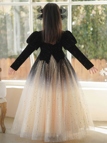 Ρούχα για κορίτσια Προσβάσιμο Πολυτελές Κομψό Παιδικό Φόρεμα Πριγκίπισσας για Γενέθλια Παρουσιάστρια Ρούχα για Παραστάσεις Πιάνου για Μικρά Κορίτσια Φθινόπωρο και Χειμώνας