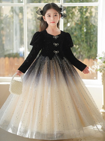 Ρούχα για κορίτσια Προσβάσιμο Πολυτελές Κομψό Παιδικό Φόρεμα Πριγκίπισσας για Γενέθλια Παρουσιάστρια Ρούχα για Παραστάσεις Πιάνου για Μικρά Κορίτσια Φθινόπωρο και Χειμώνας