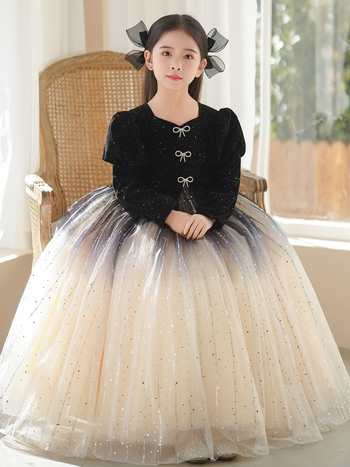 Ρούχα για κορίτσια Προσβάσιμο Πολυτελές Κομψό Παιδικό Φόρεμα Πριγκίπισσας για Γενέθλια Παρουσιάστρια Ρούχα για Παραστάσεις Πιάνου για Μικρά Κορίτσια Φθινόπωρο και Χειμώνας