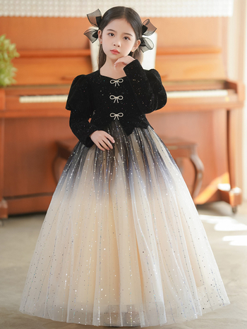 Ρούχα για κορίτσια Προσβάσιμο Πολυτελές Κομψό Παιδικό Φόρεμα Πριγκίπισσας για Γενέθλια Παρουσιάστρια Ρούχα για Παραστάσεις Πιάνου για Μικρά Κορίτσια Φθινόπωρο και Χειμώνας