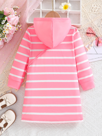 Διασυνοριακό ευρωπαϊκό και αμερικανικό στυλ κοριτσιού με χαριτωμένο πουλόβερ με στάμπα με κινούμενα σχέδια και ζωάκια, μακριά μανίκια και κουκούλα, casual φόρεμα