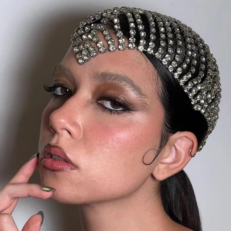 AliExpress karsti pārdotas daudzslāņu matu ķēdes vienkāršas Eiropas un Amerikas stila zibspuldžu galvassegas ar rhinestones, modes skatuves uzstāšanās šova matu aksesuāri