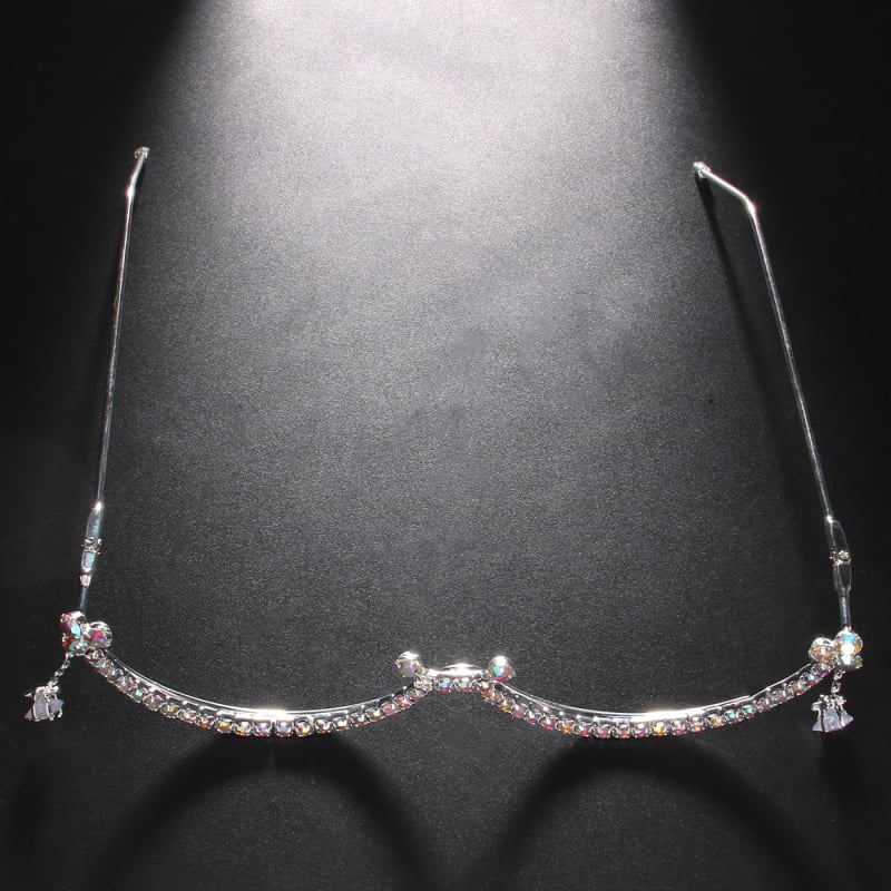 Трансгранични експлозии, бижута с кристали, тенденция, личност, цветни диамантени очила, рамка, петолъчна звезда, пискюли, аксесоари, верижка за лице