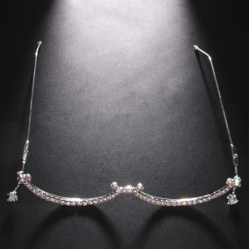 Трансгранични експлозии, бижута с кристали, тенденция, личност, цветни диамантени очила, рамка, петолъчна звезда, пискюли, аксесоари, верижка за лице