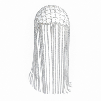 Εκρηκτική αλυσίδα με διαμάντια, μακριά φούντα, περούκα με στρας, πανκ αλυσίδα μαλλιών, καπέλο για πάρτι, παραστατικές τέχνες