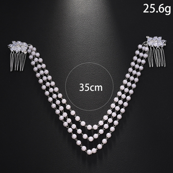 Piiriülene uus mitmekihiline pärlmutterjuuksekett naistele, lihtne retro pruudi pulmapeakate, moodne kivikamm