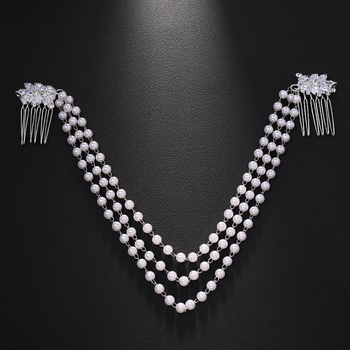 Piiriülene uus mitmekihiline pärlmutterjuuksekett naistele, lihtne retro pruudi pulmapeakate, moodne kivikamm