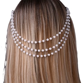 Piiriülene uus mitmekihiline pärlmutterjuuksekett naistele, lihtne retro pruudi pulmapeakate, moodne kivikamm