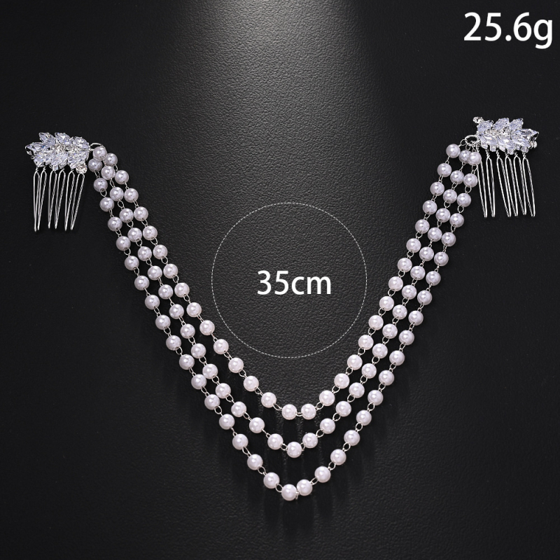 Nauja daugiasluoksnė perlų plaukų grandinėlė moterims, paprasta retro nuotakos vestuvių galvos apdangalas, aukštos klasės mados kalnų krištolo šukos