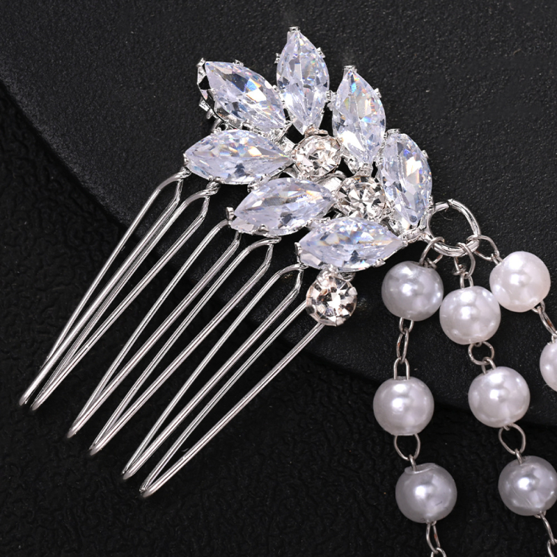 Nauja daugiasluoksnė perlų plaukų grandinėlė moterims, paprasta retro nuotakos vestuvių galvos apdangalas, aukštos klasės mados kalnų krištolo šukos