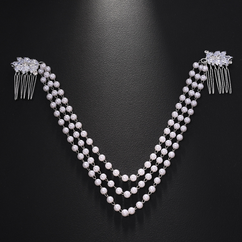 Piiriülene uus mitmekihiline pärlmutterjuuksekett naistele, lihtne retro pruudi pulmapeakate, moodne kivikamm