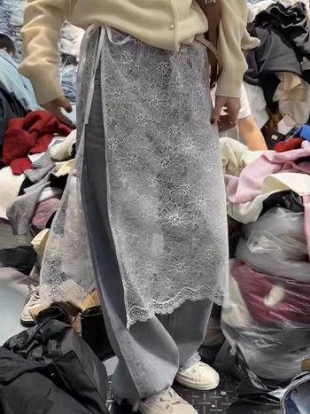 2024 Nou stil coreean, cu șireturi laterale, lungime medie, Ambiance, asortate, dantelă dulce, cortină de plasă