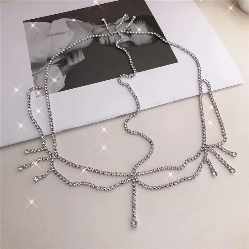 Európai és amerikai népszerű, egyszerű és elegáns strasszos hajlánc, divatos vízcsepp alakú homloklánc, európai és amerikai női hajkiegészítők, hajlánc