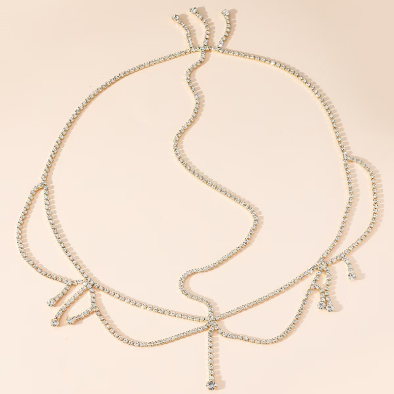 Európai és amerikai népszerű, egyszerű és elegáns strasszos hajlánc, divatos vízcsepp alakú homloklánc, európai és amerikai női hajkiegészítők, hajlánc