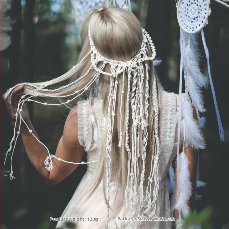 бохемска сватбена прическа, ръчно тъкан булчински воал, декоративна лента за коса с въже, Amazon Supply