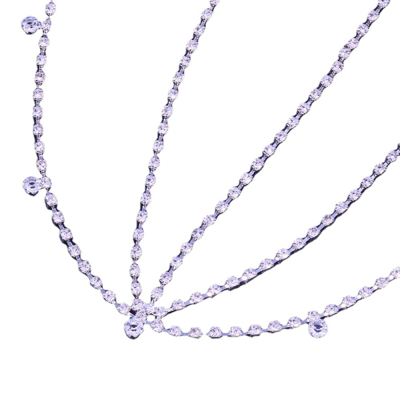 Accesorii de păr de modă europene și americane, lanț de păr de mireasă cu mai multe straturi, temperament, coif strălucitor cu strasuri, lanț de păr