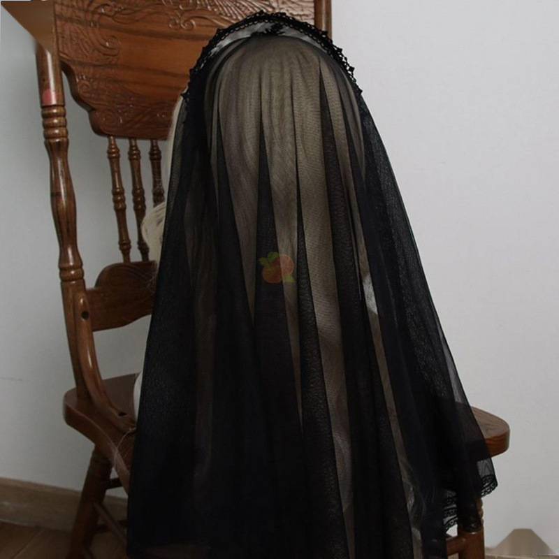 Vienuolės galvos apdangalas, retro stiliaus, galvos juosta, juoda ir balta, tamsi naktis, šventoji bažnyčia, kryžius, siuvinėta, ryški deimantinė skara, šydas, kita, sidabrinė