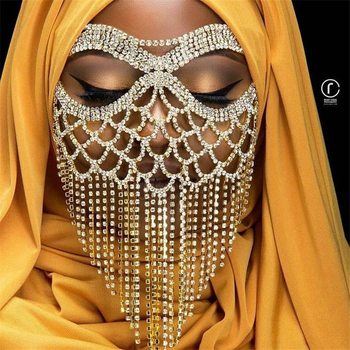 AliExpressi uus mood liialdatud rhinestone mask Euroopa ja Ameerika tupsuga maskitarvikud rhinestone mask