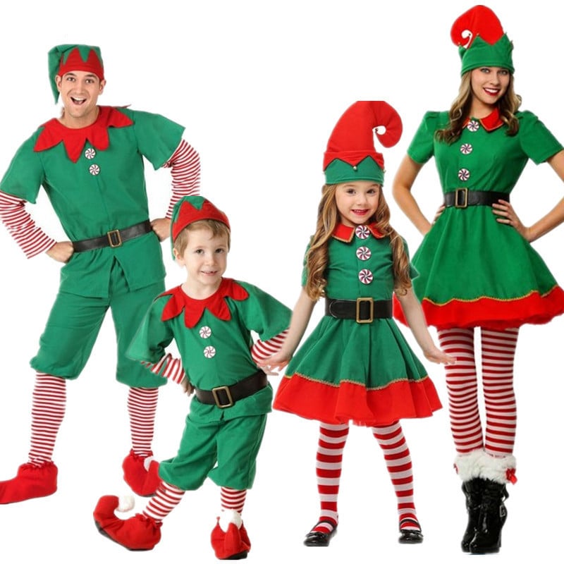 Costum de Crăciun pentru copii, costum de elf de Crăciun pentru bărbați și femei, costum de Halloween pentru părinți și copii, cosplay, bal de Crăciun, noaptea de Crăciun