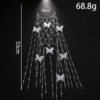 Piiriülene uus liblikas õõnes juuksekett Mori stiilis elegantne rhinestone tupsuga juukserõngas pruudi õhtusöögiks mõeldud juuste aksessuaarid peakatted