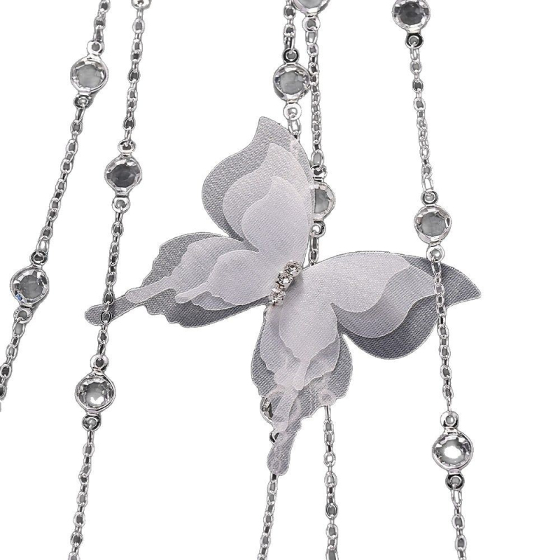 Piiriülene uus liblikas õõnes juuksekett Mori stiilis elegantne rhinestone tupsuga juukserõngas pruudi õhtusöögiks mõeldud juuste aksessuaarid peakatted