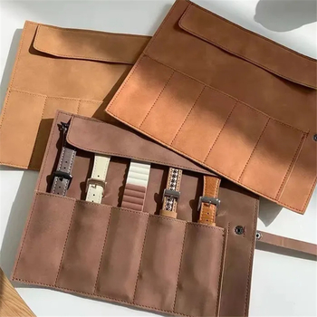 Vienspalvis sulankstomas matinės odos dirželio maišelis, tinkantis „Apple Watch iwatch78“, su laikymo krepšiu.