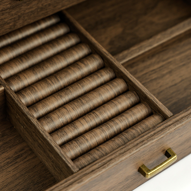 Nauja dviguba medžio tekstūros odinė laikrodžių laikymo dėžutė daugiafunkcinė papuošalų dėžutė ruda vintažinė laikrodžių dėžutė su užraktu