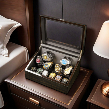 „Tan Yun Zhiyuan“ aukštos klasės juodo riešuto rašto laikrodžių purtyklė, ryškių dažų automatinė grandinėlės variklio dėžutė, laikrodžių rotoriaus laikrodžių dėžutė