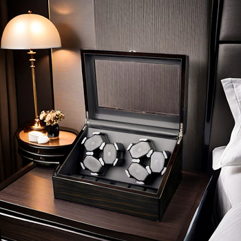 „Tan Yun Zhiyuan“ aukštos klasės juodo riešuto rašto laikrodžių purtyklė, ryškių dažų automatinė grandinėlės variklio dėžutė, laikrodžių rotoriaus laikrodžių dėžutė