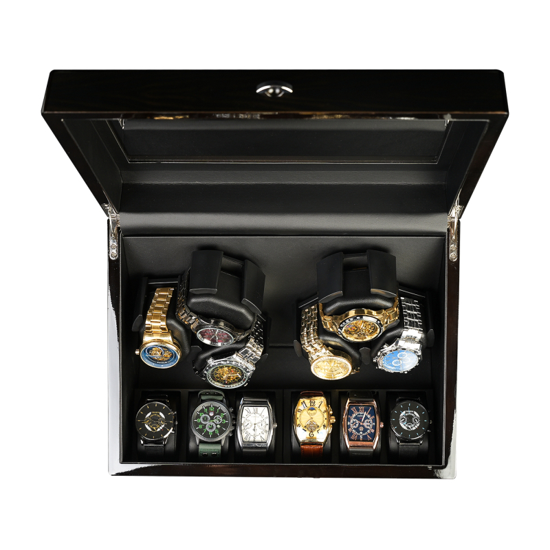 „Tan Yun Zhiyuan“ aukštos klasės juodo riešuto rašto laikrodžių purtyklė, ryškių dažų automatinė grandinėlės variklio dėžutė, laikrodžių rotoriaus laikrodžių dėžutė