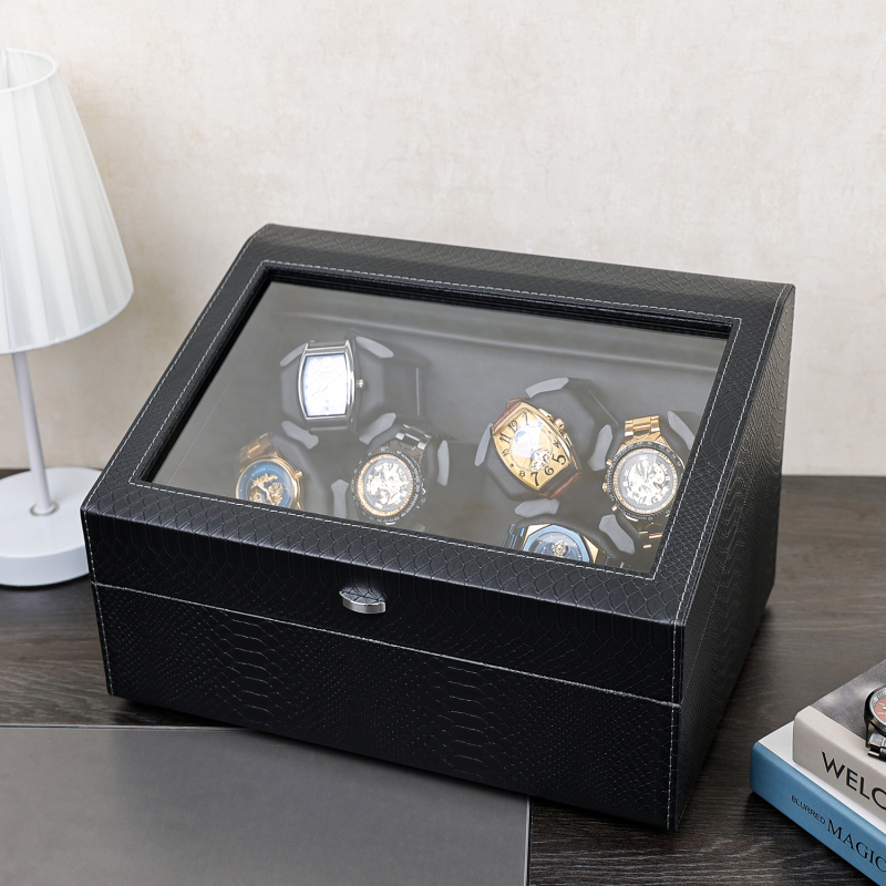 „Tan Yun Zhiyuan“ aukštos klasės juodo riešuto rašto laikrodžių purtyklė, ryškių dažų automatinė grandinėlės variklio dėžutė, laikrodžių rotoriaus laikrodžių dėžutė