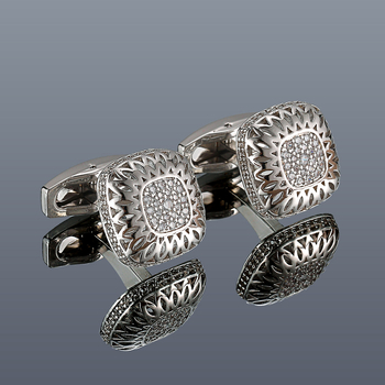 1 paar valmis hulgimüügi dropshipping piiriüleseid kuumalt müüdavaid lihtsaid ja ligipääsetavaid luksuslikke inkrusteeritud tsirkooniga hõbedase ruudukujulisi meeste särgivarrukatega aksessuaare