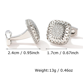 1 paar valmis hulgimüügi dropshipping piiriüleseid kuumalt müüdavaid lihtsaid ja ligipääsetavaid luksuslikke inkrusteeritud tsirkooniga hõbedase ruudukujulisi meeste särgivarrukatega aksessuaare