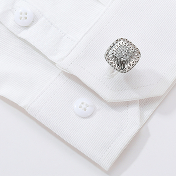 1 paar valmis hulgimüügi dropshipping piiriüleseid kuumalt müüdavaid lihtsaid ja ligipääsetavaid luksuslikke inkrusteeritud tsirkooniga hõbedase ruudukujulisi meeste särgivarrukatega aksessuaare