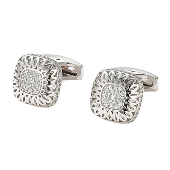 1 paar valmis hulgimüügi dropshipping piiriüleseid kuumalt müüdavaid lihtsaid ja ligipääsetavaid luksuslikke inkrusteeritud tsirkooniga hõbedase ruudukujulisi meeste särgivarrukatega aksessuaare