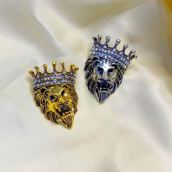 Broșe retro cu leu european și american, ace cu coroană de pajiște, accesorii pentru haine pentru bărbați și femei, en-gros în stoc