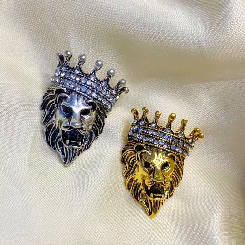 Broșe retro cu leu european și american, ace cu coroană de pajiște, accesorii pentru haine pentru bărbați și femei, en-gros în stoc