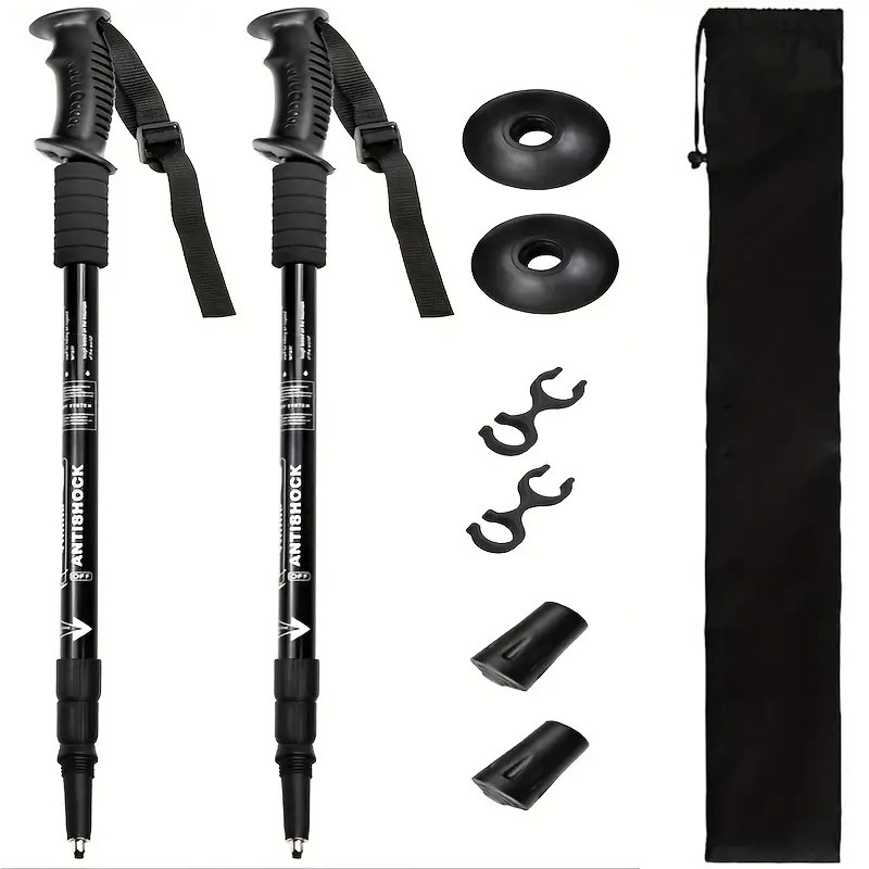 Színes és logós háromrészes egyenes fogantyújú alumíniumötvözetből készült hegymászóbot, mászóbot, visszahúzható túrázáshoz, gyalogláshoz, nagykereskedelemben