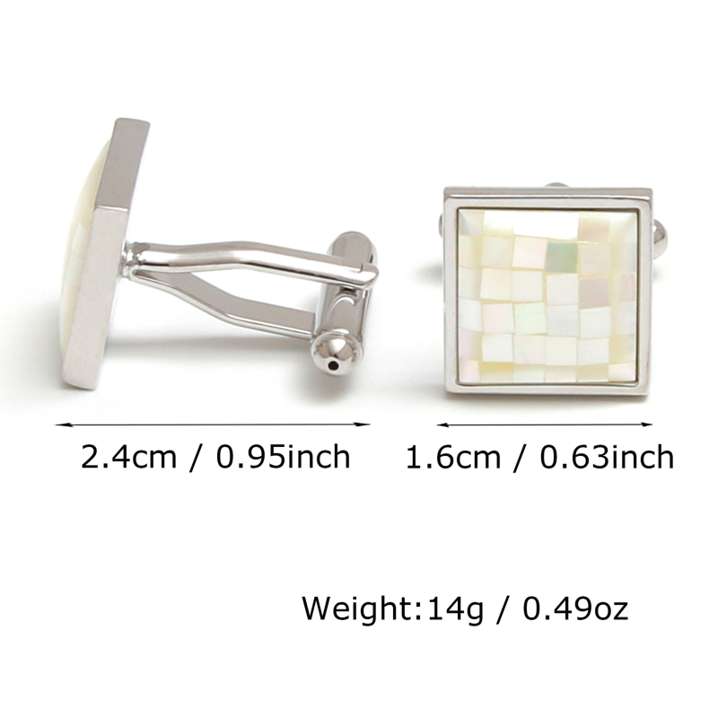 1 pora paruoštų, tarpvalstybinių, prieinamų prabangių, paprastų, meniškų kriauklelių rašto, kvadratinių sidabrinių vyriškų sąsagų papuošalų