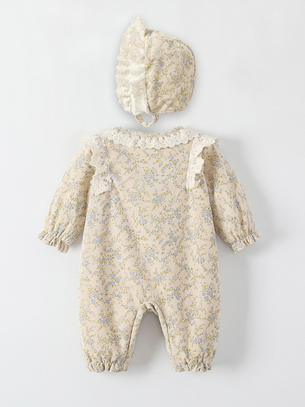 Dječji kombinezon za novorođenčad, jesenska i zimska baršunasta topla dječja odjeća, pastoralni stil, slatka odjeća za puzanje za novorođenče