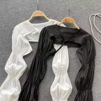 Moodsad laternavarrukatega ühevärvilised paeltega õlasallid, naiste Chaneli stiilis superhaldjas lühike suvekleit, uus ja moekas