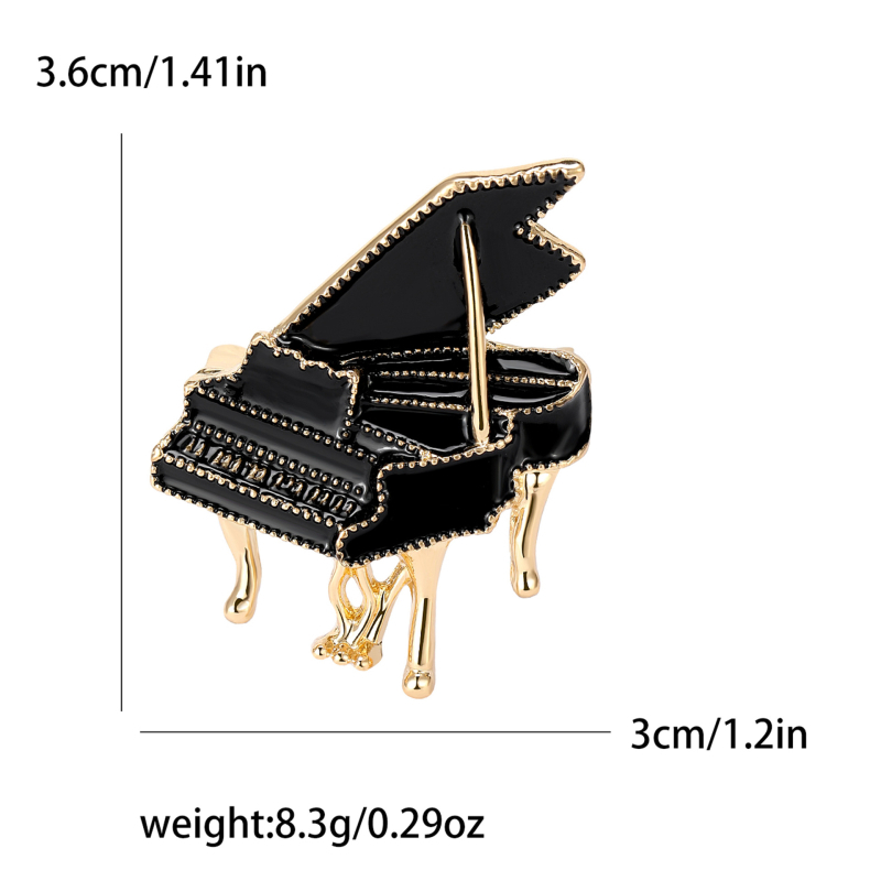 Broșă mică de pian emailată personalizată din aliaj coreean, rafinată și versatilă pentru bărbați și femei, bijuterii din corsaj