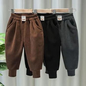 Lasteriiete hulgimüük poiste fliisvoodriga lastepüksid laste kordvelvetist püksid sügis- ja talvemoe brändi paksendatud dressipüksid Korea stiilis pealisrõivad